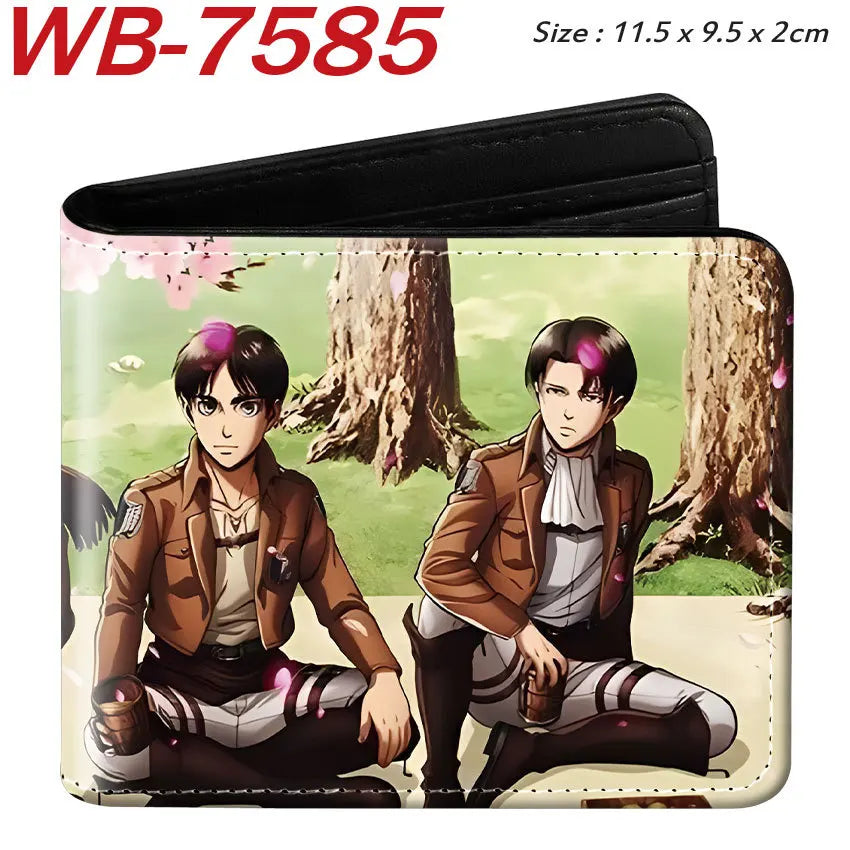 Attack On Titan Eren Jaeger Short Wallet Full Color Anime Character Printed Card Holder Coin Purse Pu Leather For Fans Gift