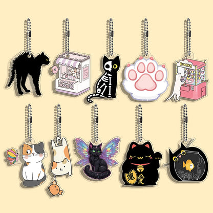 10/50 pcs/set Funny Cat Character Keychain Student Gift Bag