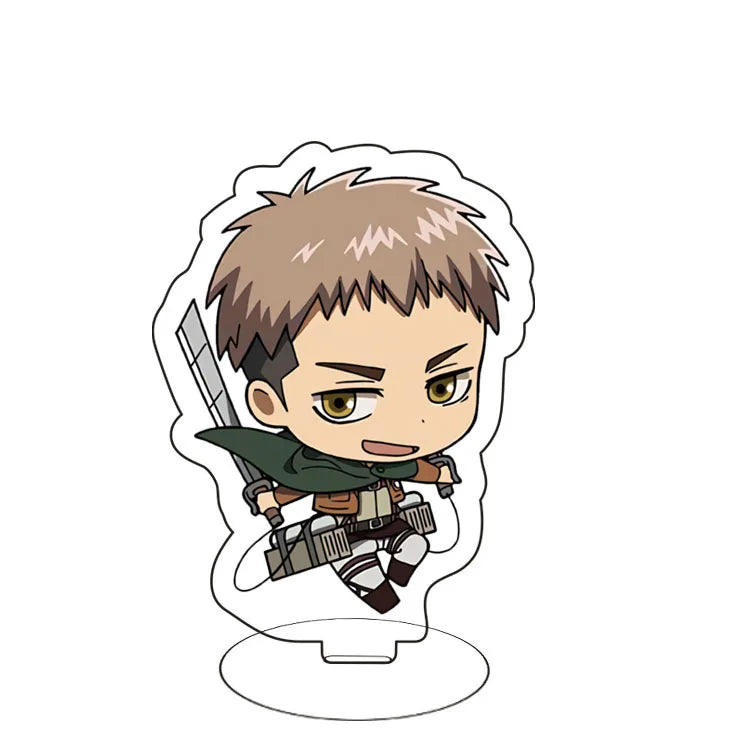 Attack On Titan Eren Yeager Mikasa Ackerman Armin Arlert Merchandise Acrylic Mini Figure Display Stand Model Plate Keychain
