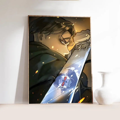 1PC Popular Japanese Anime Attack On Titan Poster Self-adhesive Art Waterproof Paper Sticker Coffee House Bar Room Wall Decor