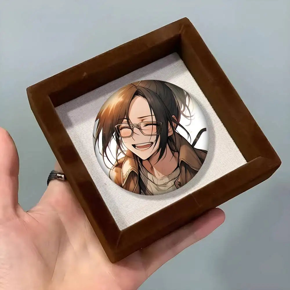 1pc Hange Zoe Attack On Titan Anime Cartoon Style Badge Brooches On Backpack Decoration Round Enamel Pins For Accessorys