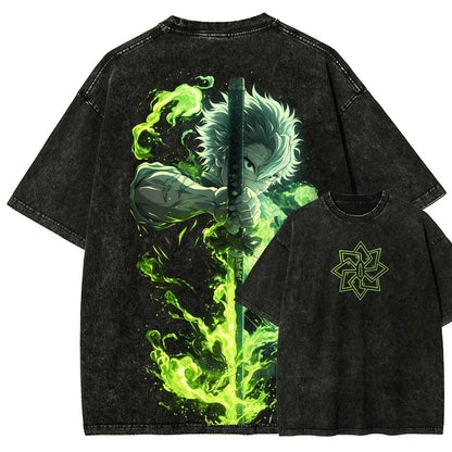 Demon Slayer Sanemi Shinazugawa Washed T-Shirt