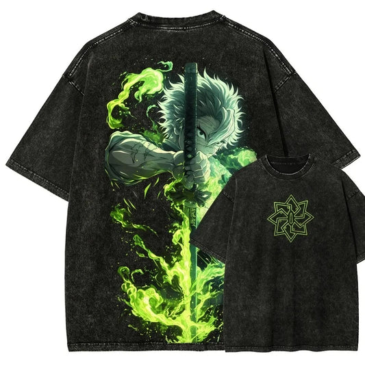 Demon Slayer Sanemi Shinazugawa Washed T-Shirt