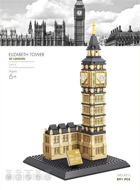 MOC World Famous Architecture Edifice Opera House Building Blocks Villa Savoye Bridge Tower Toy Children Birthday Christmas Gift
