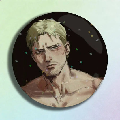 Attack on Titan Reiner Braun Laser Badge Creative Pins Brooch for Bag Clothes Hat Decor Gifts Fans Collect
