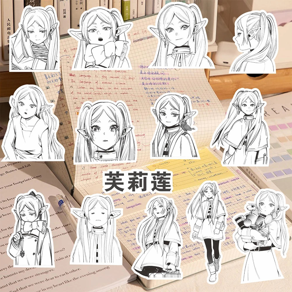 10/30/70pcs Black White Anime Frieren Beyond Journey End Stickers