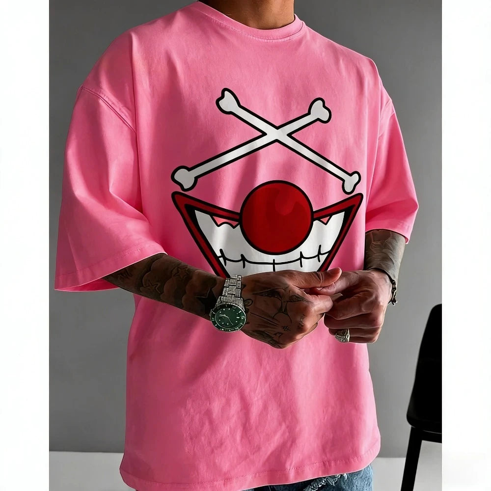 One Piece Yonko Buggy Unisex T-shirt 2026 Summer New Popular Anime Print American Casual Family Short Sleeved Top