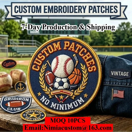 Custom Embroidery Patches Morale Personalized Logo Any Size Hook & Loop Iron on Sew on Patch for Clothing Jacket Bag Wholesale
