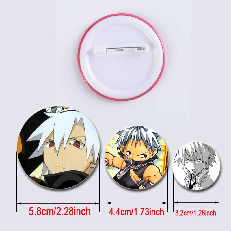 58/44/32mm Anime Soul Eater Round Pins Cartoon Badges