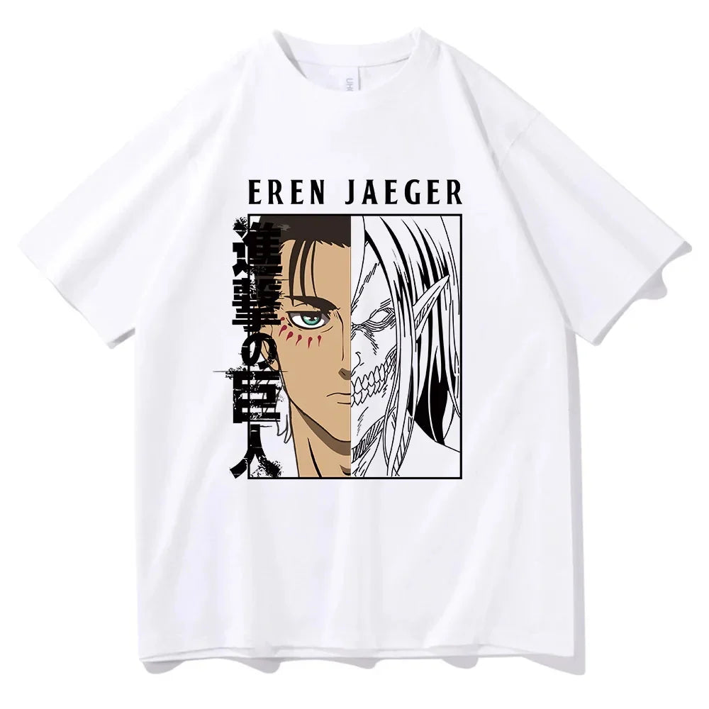 Japanese Anime Attack on Titan Graphic Printed T-shirt Summer unisex Loose and Breathable cotton T-shirt Top