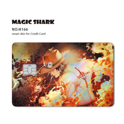Magic Shark Luffy Zorro Ace Skull Anume Holographic Shinny Laser Sticker Film Skin for Credit Debit Card