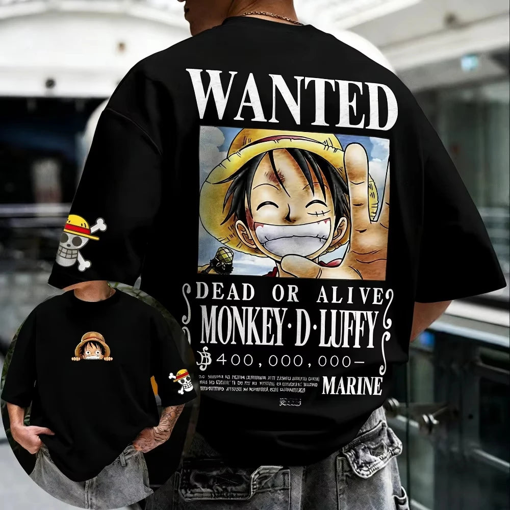 2026 Unisex Cotton T-shirt ONE PIECE Monkey D. Luffy Summer New Product Anime Printed Oversized Loose Parent Child Short Sleeve