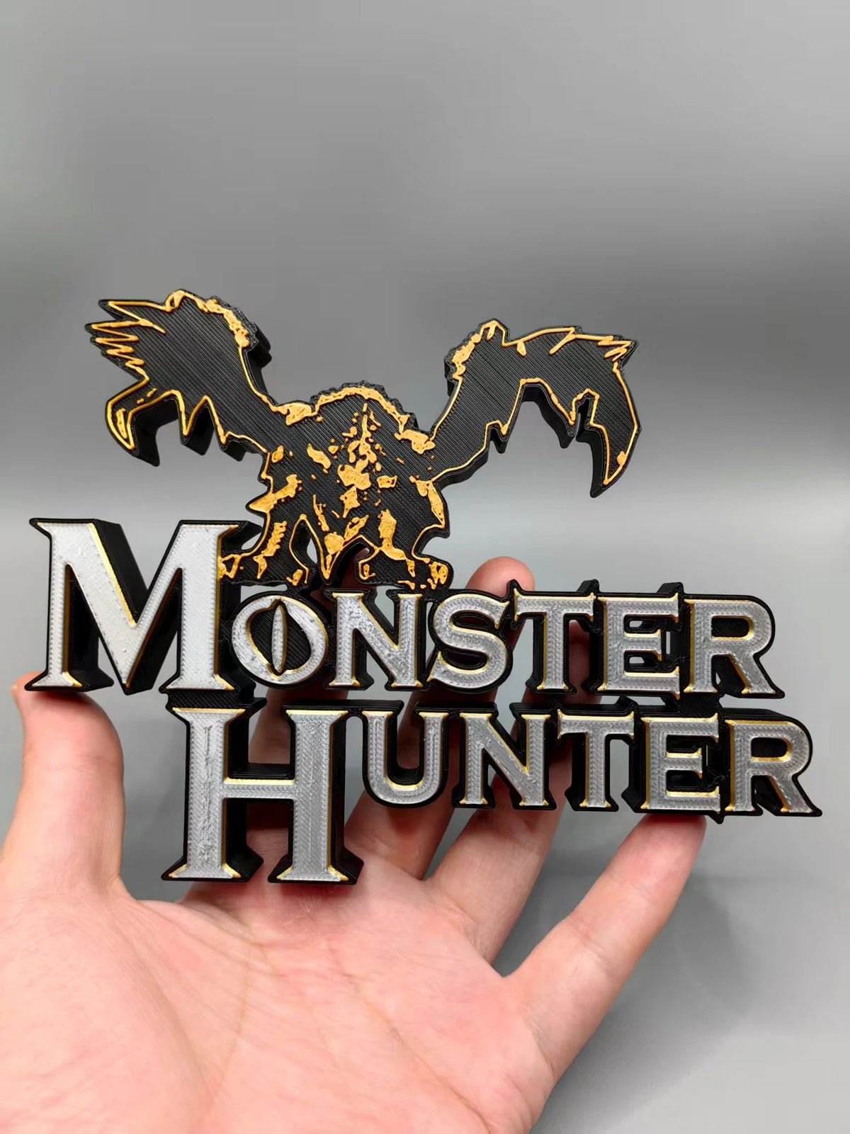 Monster Hunter Logo 3D Font, Standee, Nameplate, Logo, Ornament