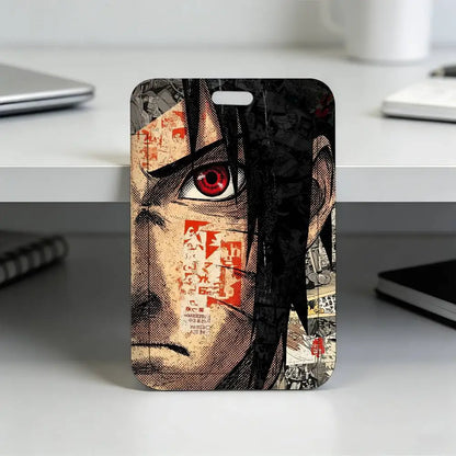 Anime N-NARUTO Akatsuki Itachi Sharingan Transparent Card Holder Employee Plastic Slide Cover Lanyard Work Business ID Bag Bus