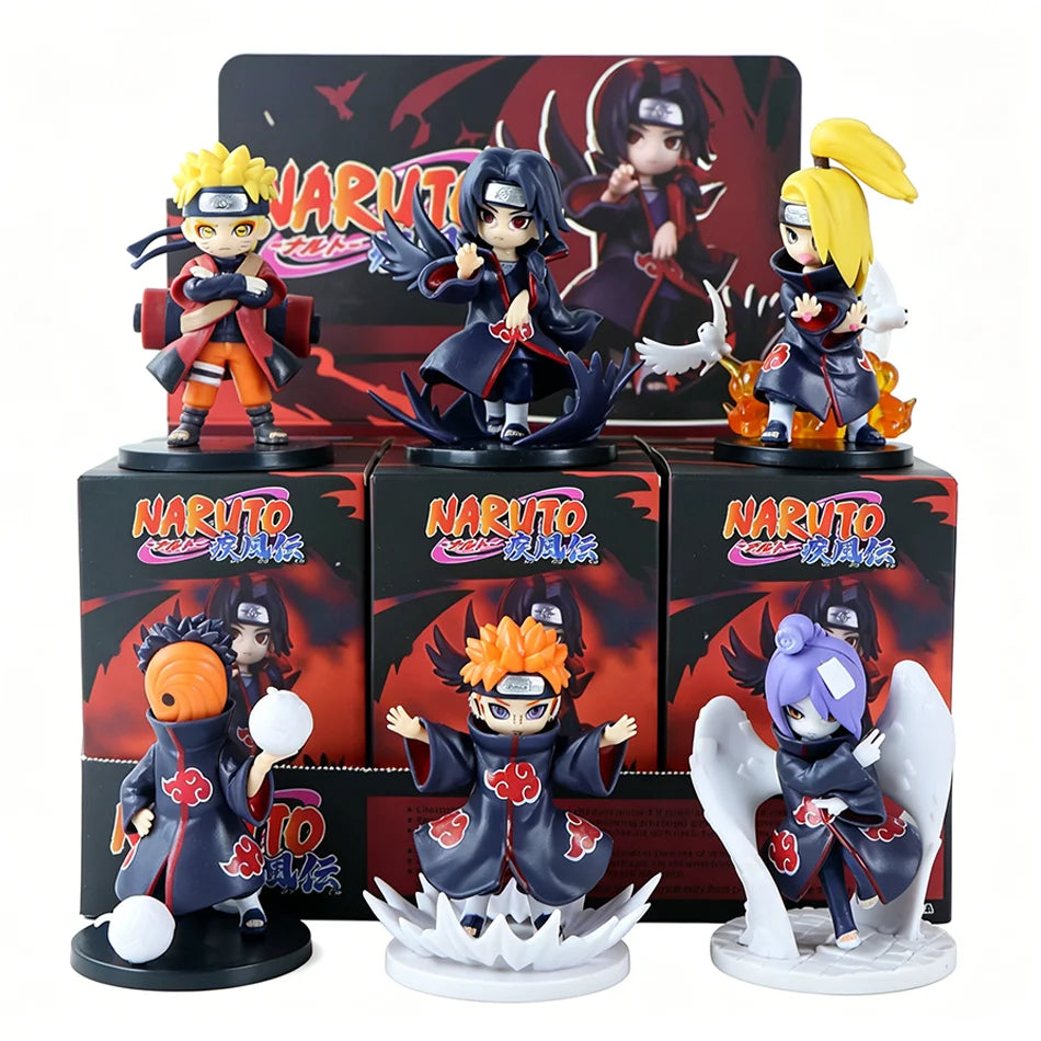 Popular Naruto Anime Figure Random Blind Box Doll Q Version Cute Uchiha Sasuke Figurine Car Decoration Collection Model Toy