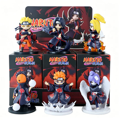 Popular Naruto Anime Figure Random Blind Box Doll Q Version Cute Uchiha Sasuke Figurine Car Decoration Collection Model Toy