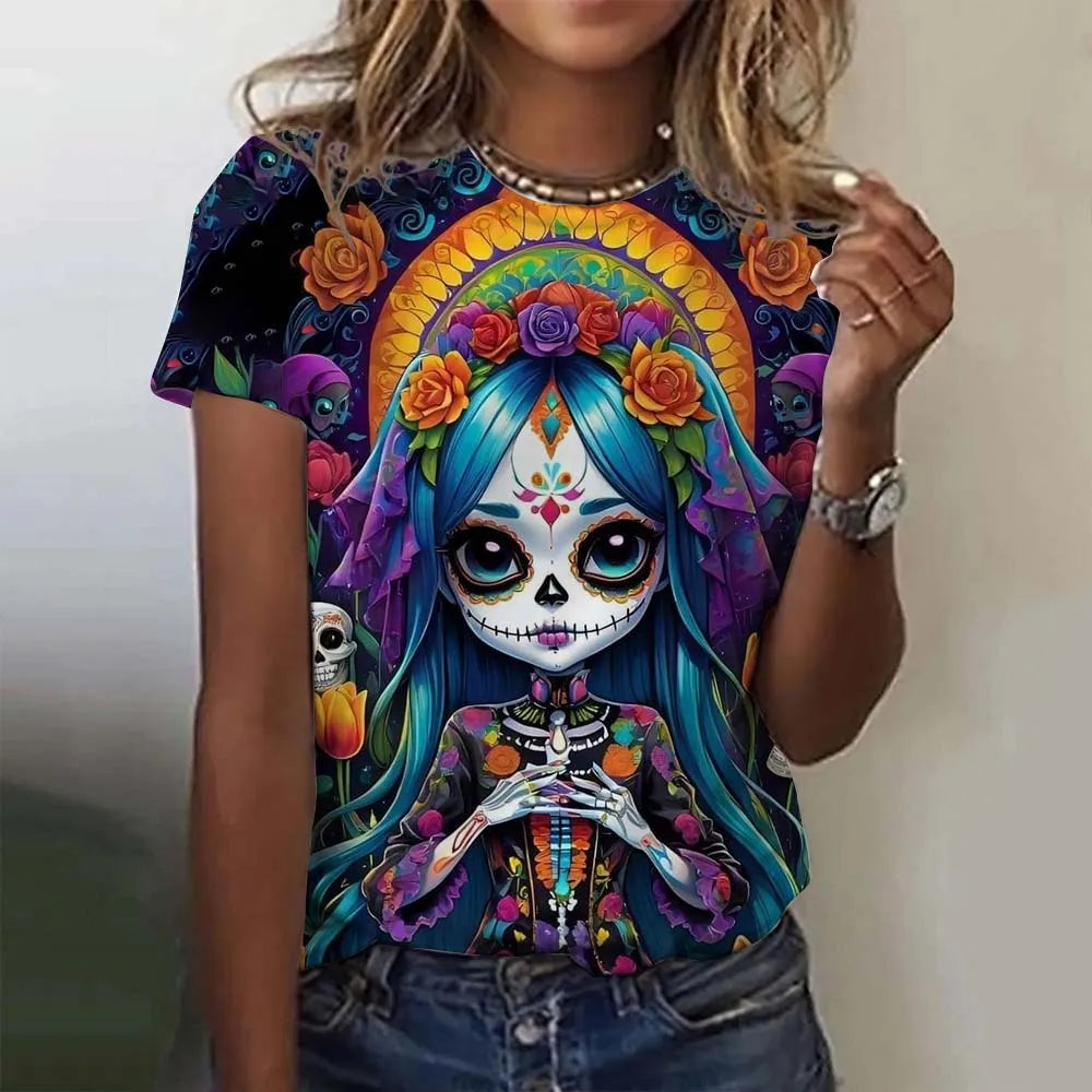 Day Of The Dead Skull Oversized T-Shirt