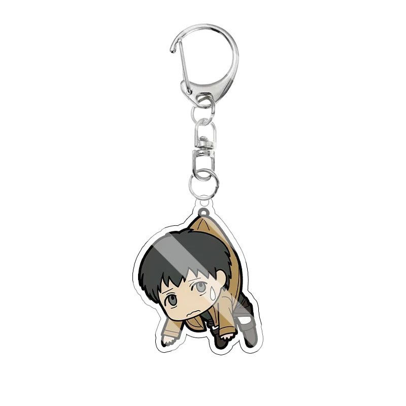 Cartoon Attack on Titan Cute Acrylic Keychain Survey Corps Uniform Anime Character Funny Hanging Pose Bag Pendant Cute Accessory