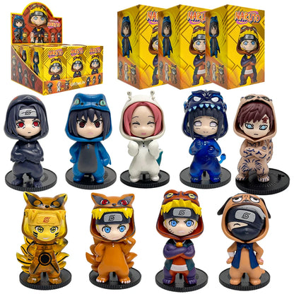 Hot Naruto Itachi Sasuke Kakashi Gaara Series 9PSC set Blind Box Trendy PVC Toy Figure Pendant Collection Birthday Present