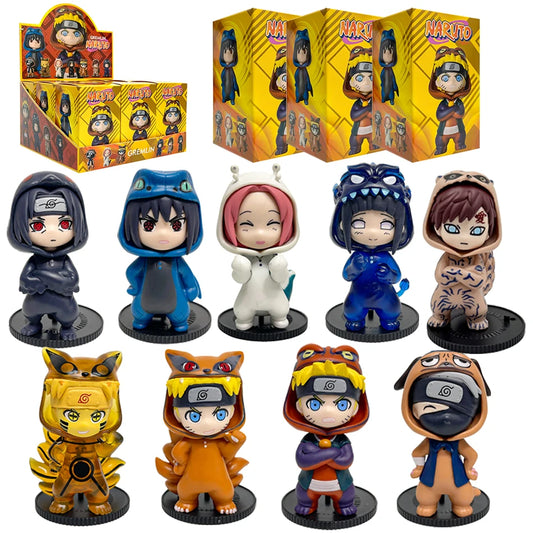 Hot Naruto Itachi Sasuke Kakashi Gaara Series 9PSC set Blind Box Trendy PVC Toy Figure Pendant Collection Birthday Present
