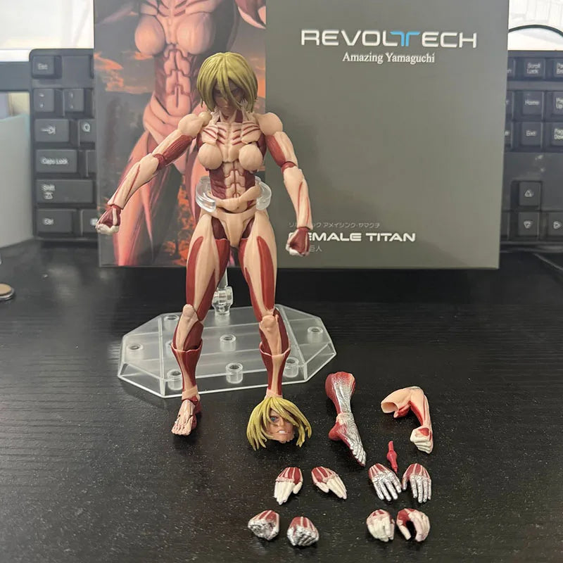 In Stock Kaiyodo Attack On Titan The Female Titan Amazing Yamaguchi Revoltech Action Figures Toy Figurine Ko Model Doll Gift