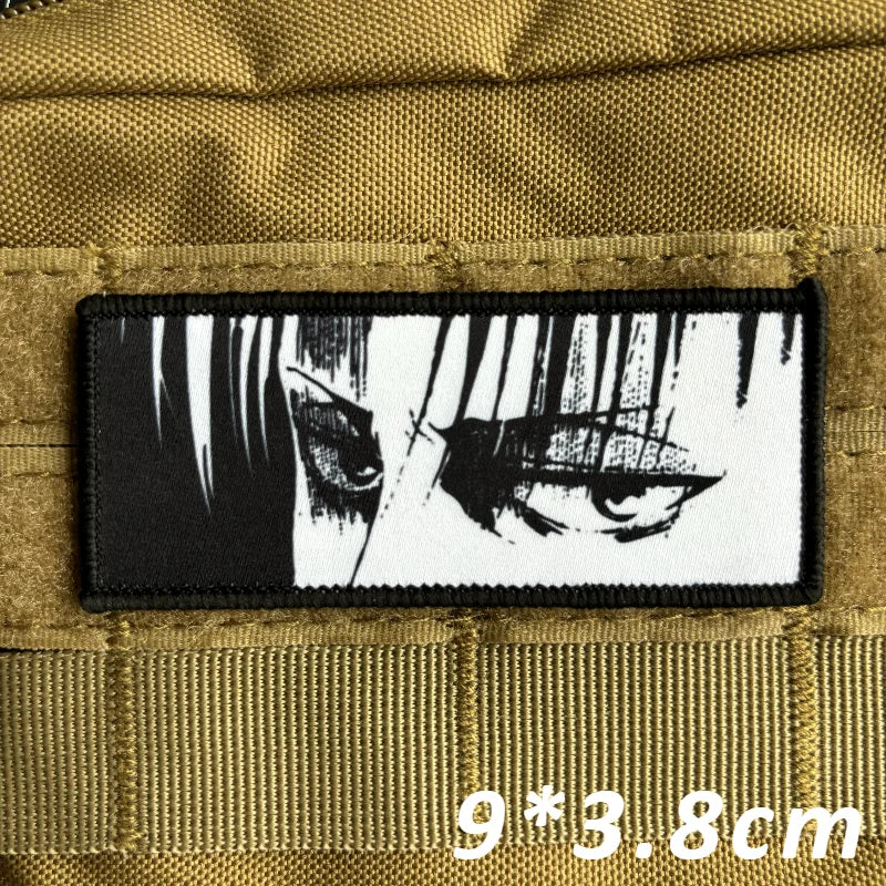 Levi Ackerman Eyes Morale Badge Attack on Titan Anime Patch Hook and Loop Printing Cartoon Tactical Military Backpack Sticker