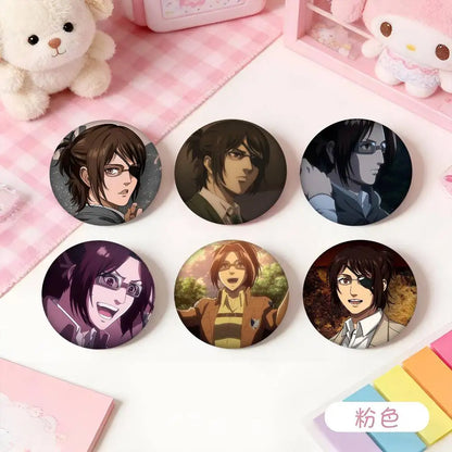 1pc Hange Zoe Attack On Titan Anime Cartoon Style Badge Brooches On Backpack Decoration Round Enamel Pins For Accessorys