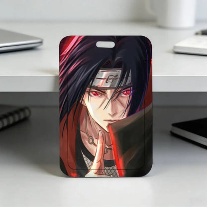 Anime N-NARUTO Akatsuki Itachi Sharingan Transparent Card Holder Employee Plastic Slide Cover Lanyard Work Business ID Bag Bus