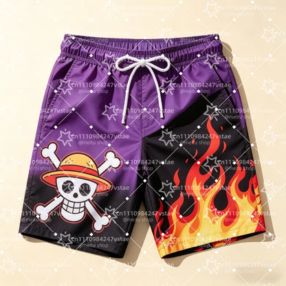 2026 Hot Sale One Piece Luffy Zoro Print Men Beach Shorts Summer Quick Dry High-quality Trendy Unisex Anime Board Shorts Sports