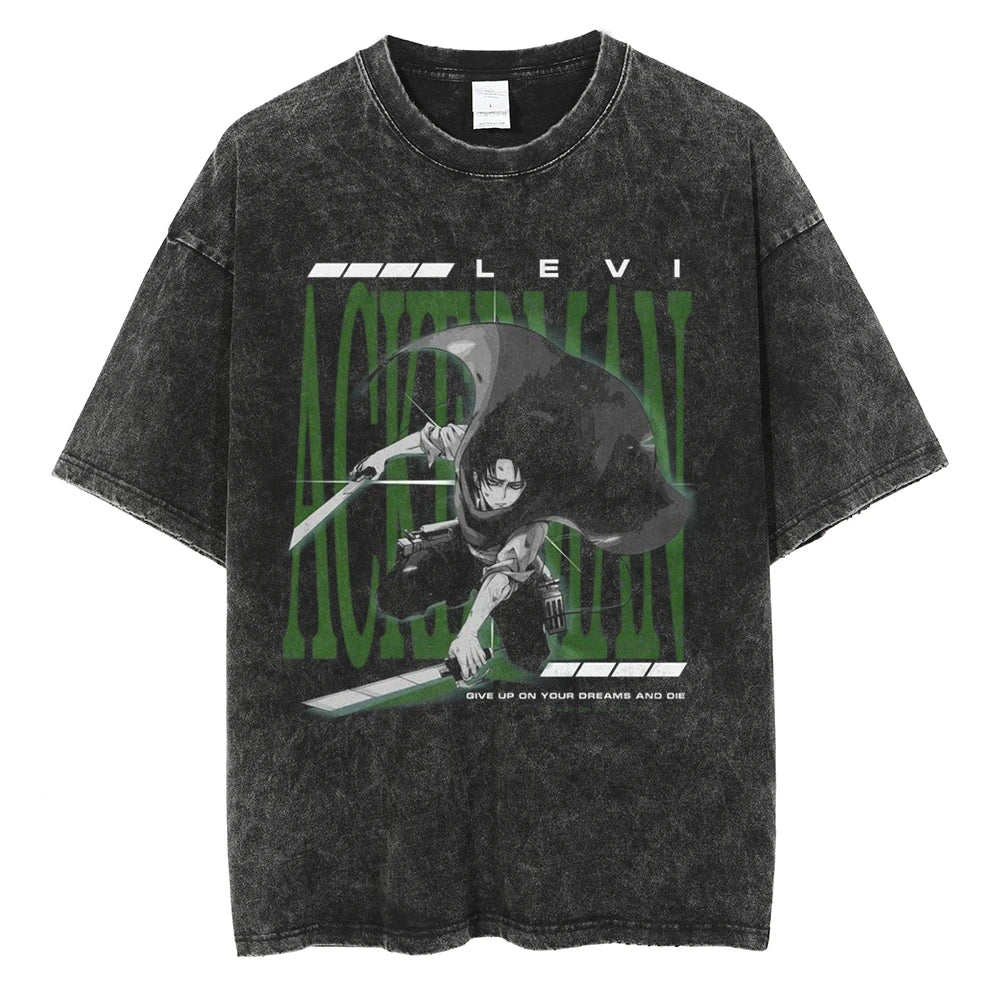 Harajuku Anime Attack on Titan Levi Ackerman Print Tee Men Women Comfortable T-shirts Casual Loose T Shirt Male Cotton Tshirt