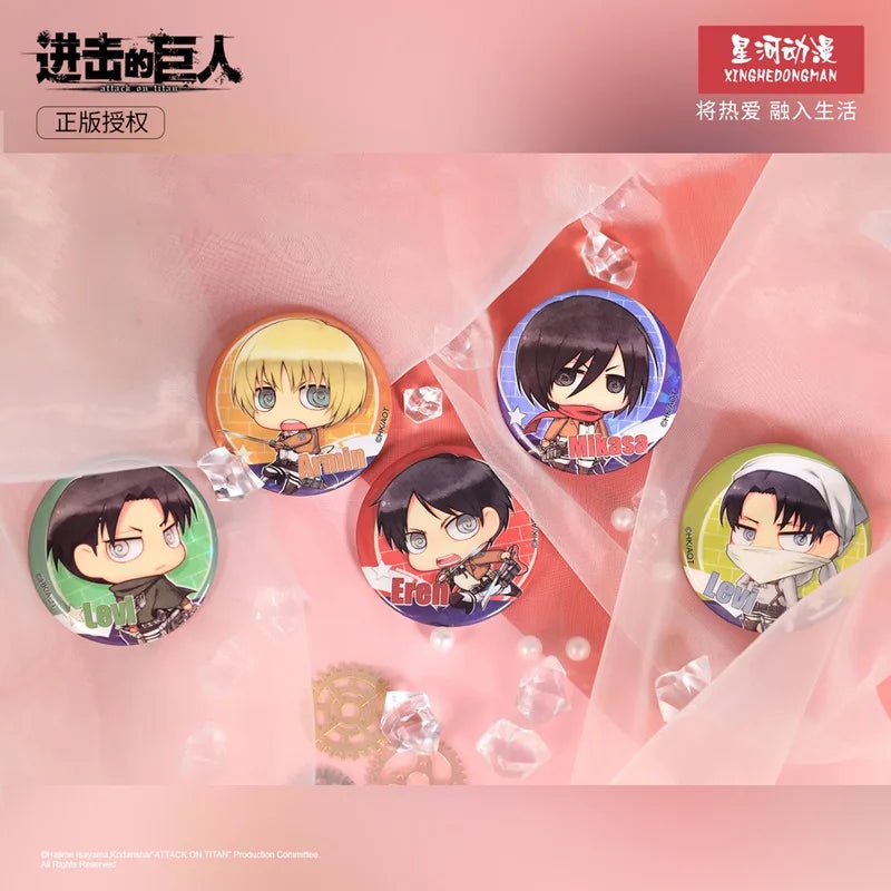 Attack on Titan Eren Jager Armin Arlert Rival Ackerman Hanji Zoe China Official Authorization Qver. Character Badge