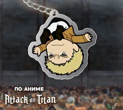 Acrylic Key Ring for Attack On Titan Bertholdt Hoover Reiner Braun Armin Arlert Anime Trinket Backpack Pendant Creative Gift