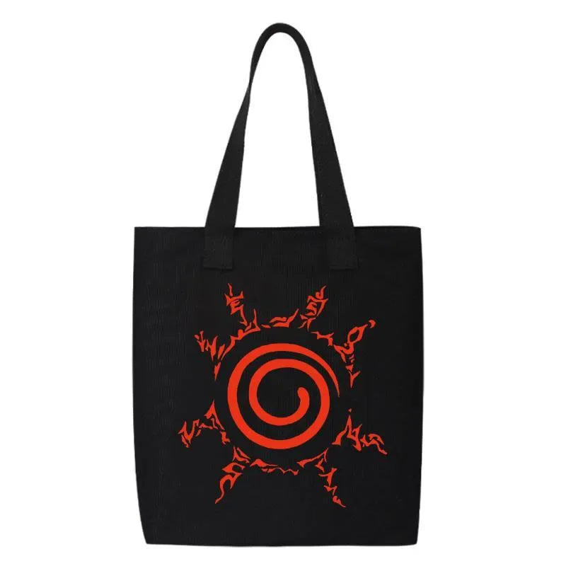 Anime Naruto Canvas Tote Bag Akatsuki Red Cloud Uchiha Itachi Casual Shoulder Handbag Portable Student School Shopping Bags Gift