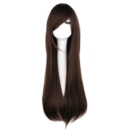 Long Straight Dark Brown Wig for Cosplay Costume
