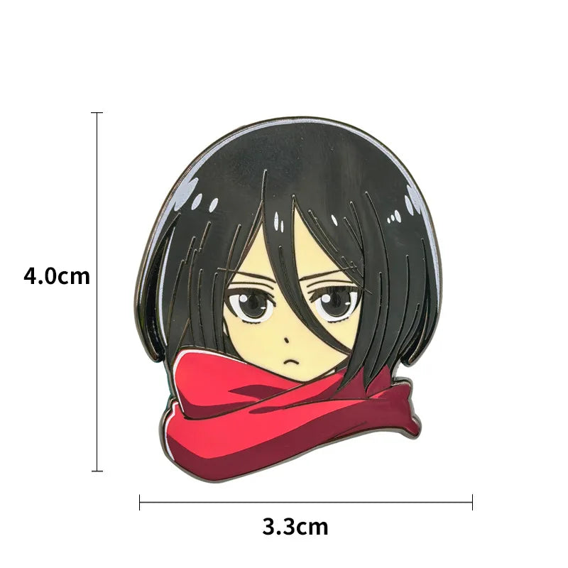 Mikasa Ackerman Badges Pendant Attack on Titan Pins Japanese Anime Manga Brooches for Backpack Clothing Lapel Cosplay Toy Gift