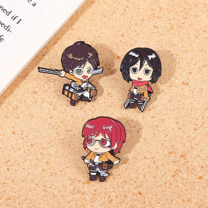 Creative Q Version Attack on Titan Metal Brooch Cute Anime Cartoon Badge Fashion Lapel Pin Accessories Fans Collection Gift