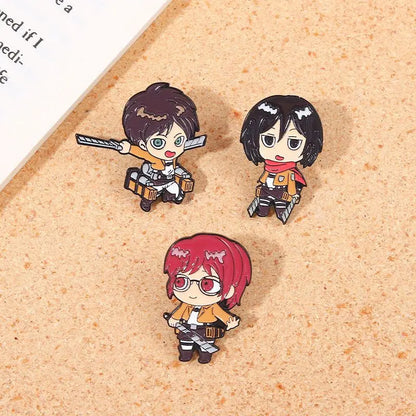 Creative Q Version Attack on Titan Metal Brooch Cute Anime Cartoon Badge Fashion Lapel Pin Accessories Fans Collection Gift