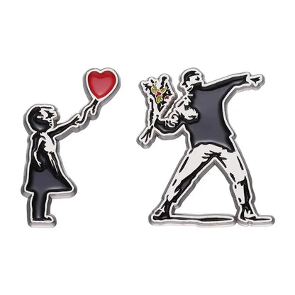 Classic Art People Brooch Enamel Pin Flower Boy Girl Badge Lapel Fashion Custom Friends Couple Jewelry Gift Accessories