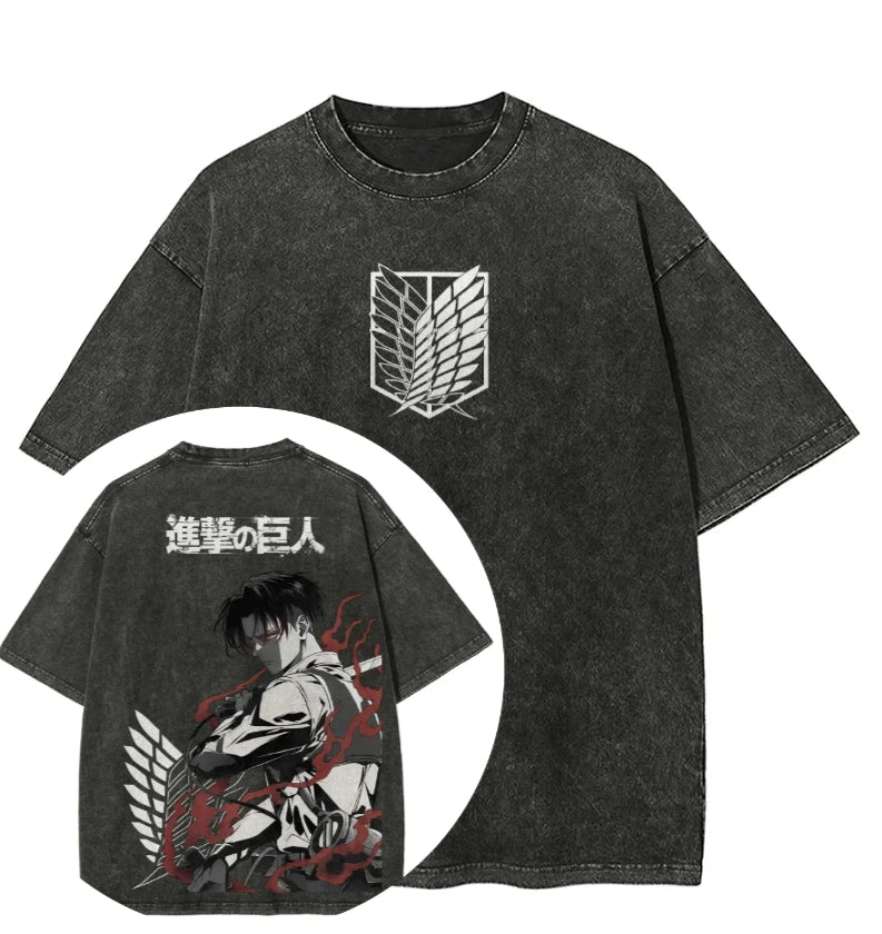 Attack on Titan Men and Women Summer Fashion Casual Clothing Retro Street Style Anime Printed Cotton T-shirt
