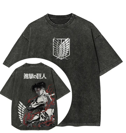 Attack on Titan Men and Women Summer Fashion Casual Clothing Retro Street Style Anime Printed Cotton T-shirt