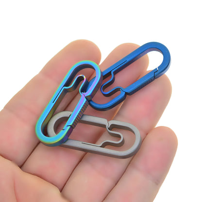 1.6inch 40mm small  Ti keychain color Solid titanium oval snap Lock Carabiner Key ring Safety Hook DIY FOB EDC camping outdoor