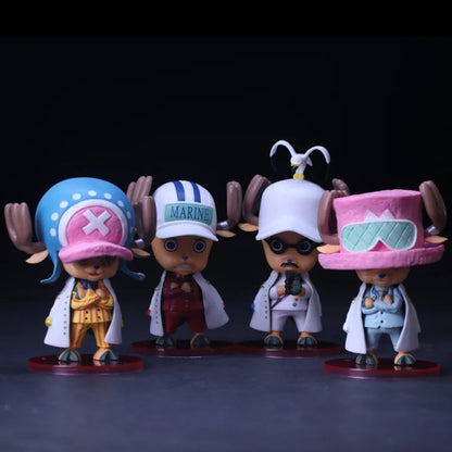 4Pcs Anime One Piece Tony Tony Chopper Cos MARINE Sengoku Sakazuki Model Toy Gift Car Ornament PVC Action Figure Boxed
