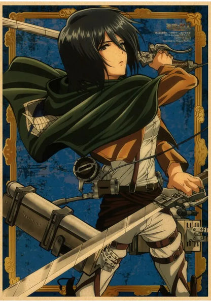 High Quality Vintage Japanese Anime Attack on Titan Retro Poster  Shingeki No Kyojin Kraft Paper Art Print Wall Sticker for Home