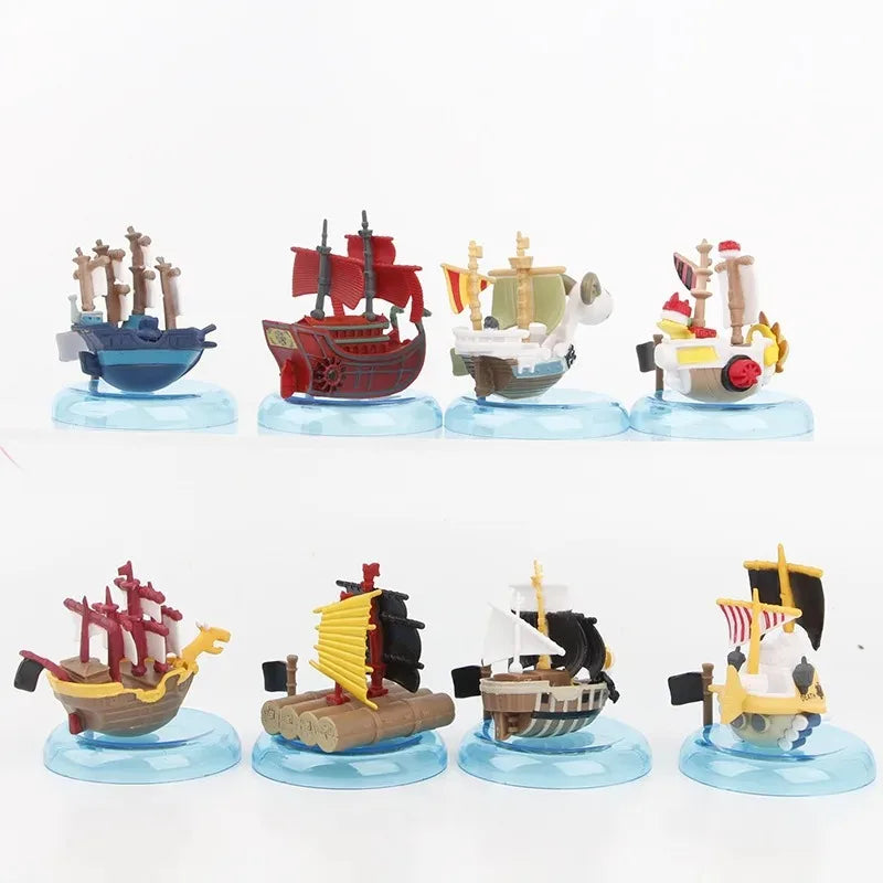 7cm 8pcs/set Anime One Piece Figure Luffy Mini Pirate Ship Figurine Statue Model PVC Collection Desktop Action Figure Kid Gifts