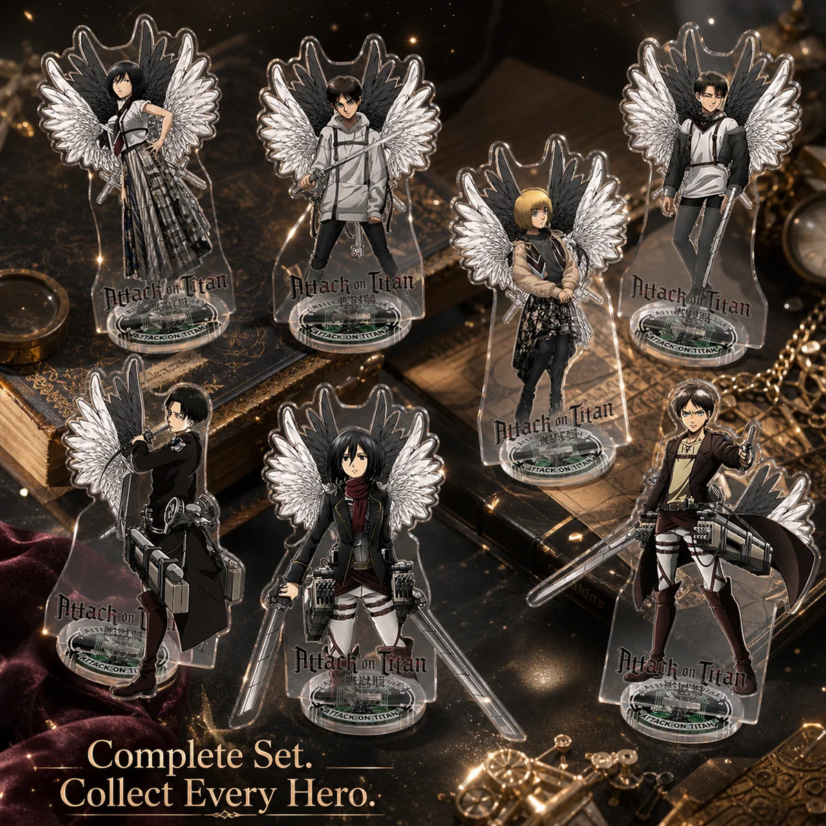 Attack on Titan Double Sided Large Standee Levi Mikasa Anime Acrylic Figure Creative Desk Decor Ornament Display Gift for Office