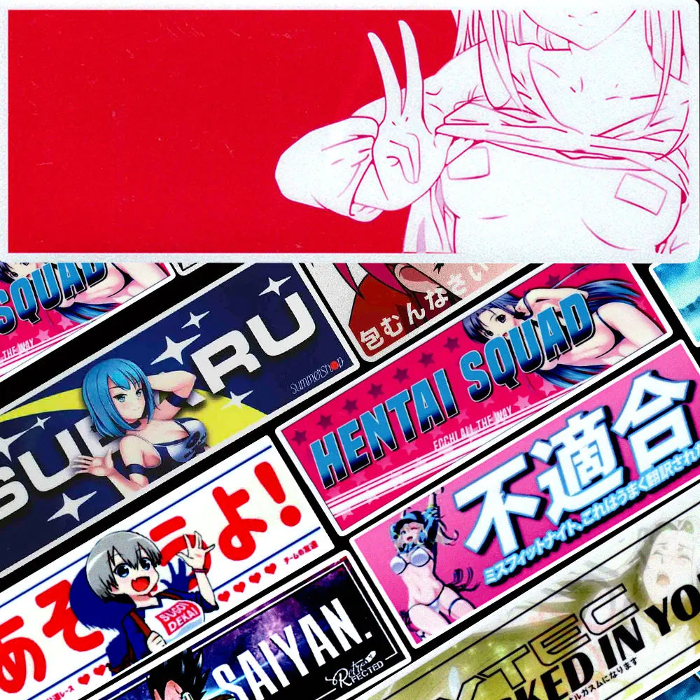 JDM Anime Girl Car Sticker Reflective Waterproof Vinyl Decals