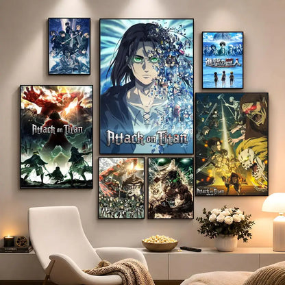 Anime Attack On Titan Eren Yeager Poster Peel And Stick Wall Art PP Waterproof HD Bedroom Living Room Home Decor Gift