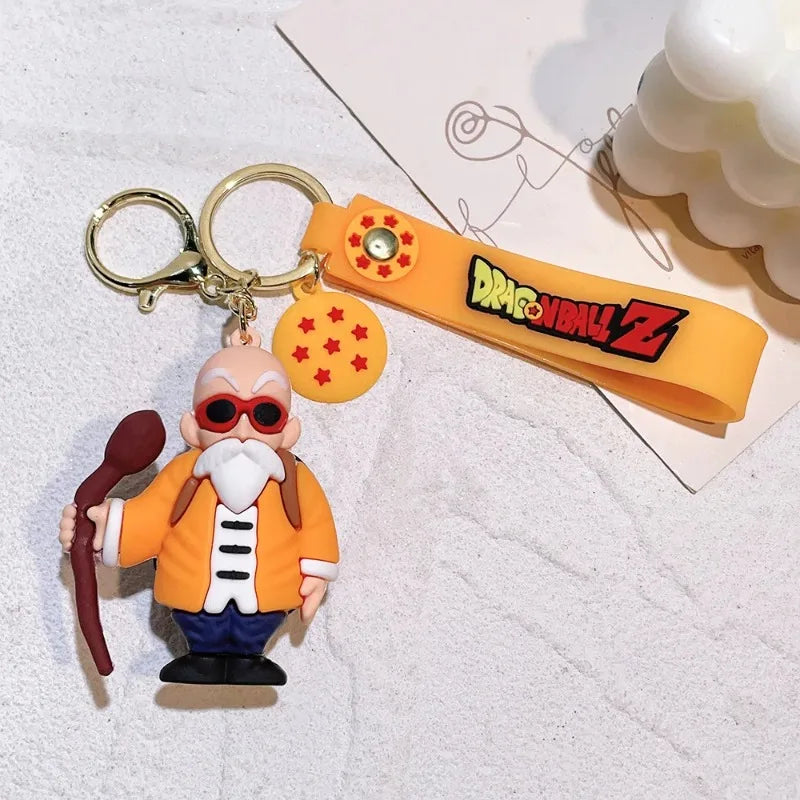 Anime Dragon Ball Keychain Fashion Jewelry Son Goku Vegeta Piccolo Action Figures 8CM PVC Key Ring for Men Women Bag Pendant