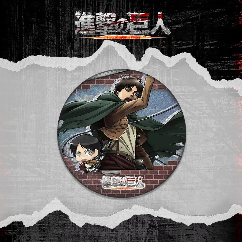 Attack on Titan 58 Badge Plain Glossy Film 58 Pin Anime Eren Yeager Ackerman Merchandise Souvenirs Collectibles Action Figures