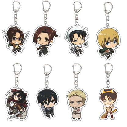 55MM Anime Attack on Titan Keychain Eren Jaeger Eren Jaeger Mikasa Ackerman Armin Arlert Hange Zoë Keychain Christmas Gifts